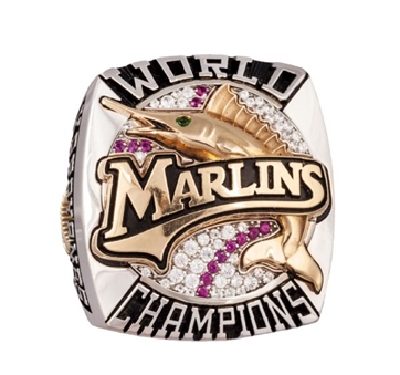 2003 Florida Marlins World Series Ring with Glass Etched Jewelry Box (Staff Ring)
